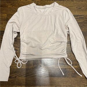 Abercrombie & Fitch Long Sleeve Ruched Drawstring Top - Light Taupe